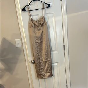Kittenish Tan Sleeveless Midi Slip Dress